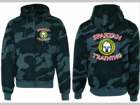 Spartan Training hrubá maskáčová mikina na zips s kapucou vzor Nightcamo-Nočný maskáč "Splinter" 